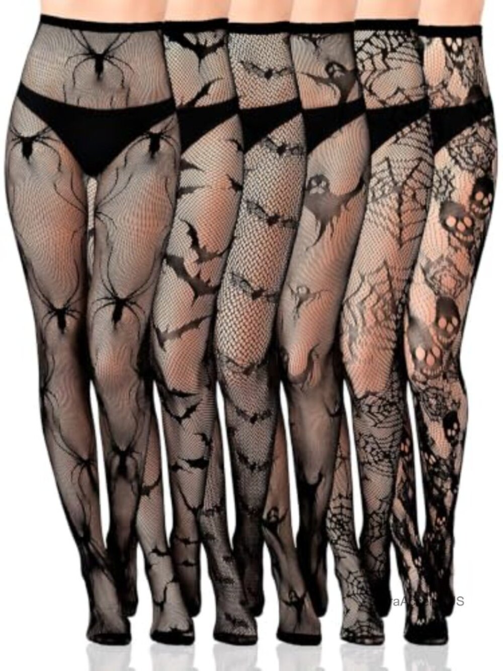 6 Pairs Halloween Fishnet Tights Patterned Stockings Gothic